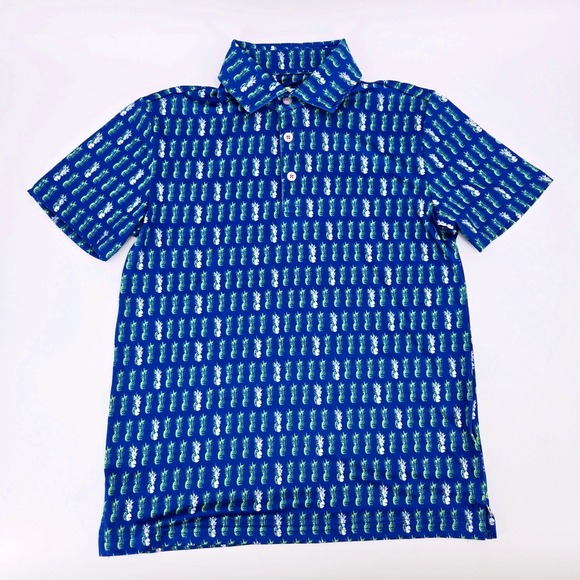 Tailorbyrd Other - Tailorbyrd Boys Blue Pineapple Performance Shirt M 10/12 NWOT Preppy Coastal